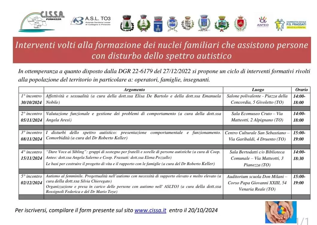 Interventi volti alla formazione dei nuclei familiari che assistono persone con disturbo autistico